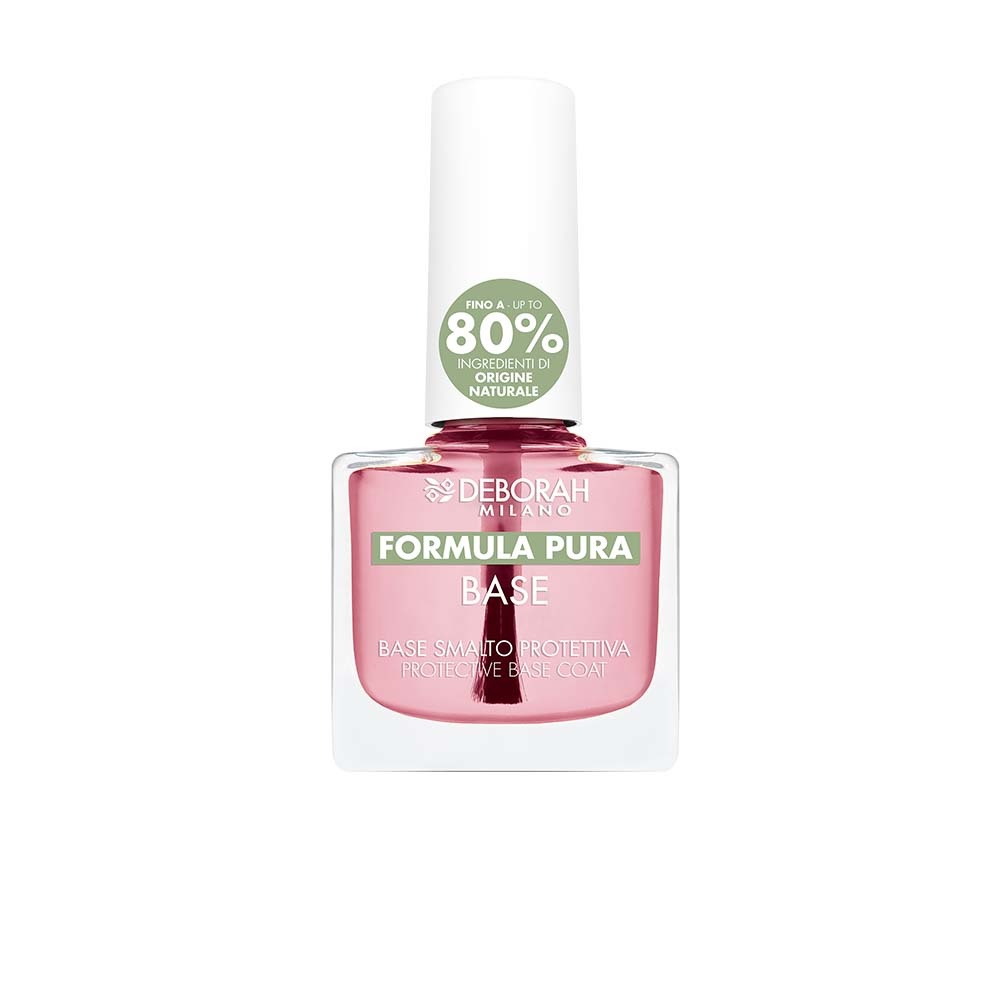 Deborah Milano Smalto Base Formula Pura 0 Trasparente 8.5ml - Fino all'80% di Ingredienti Naturali, Lucentezza e Lunga Durata