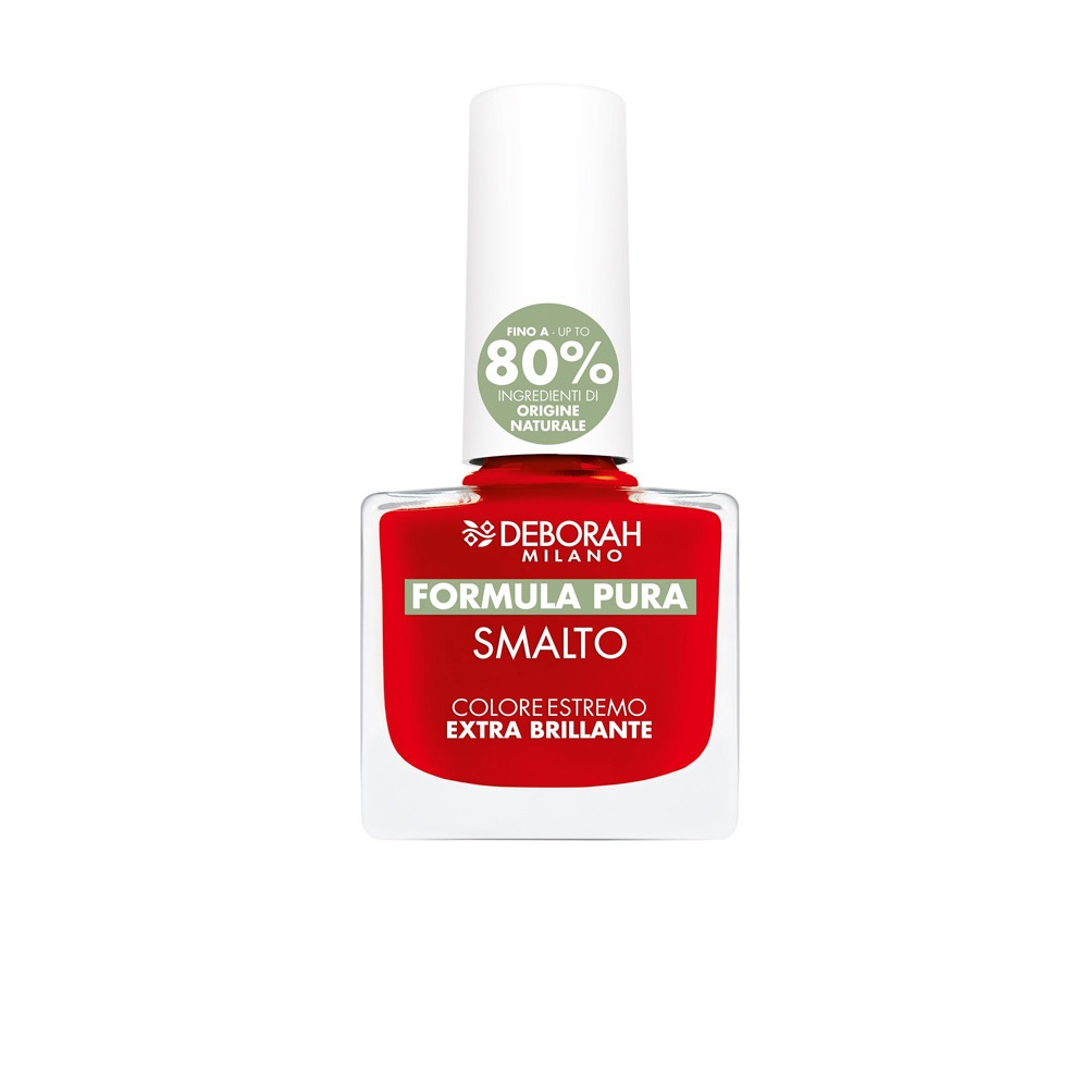 Deborah Milano Smalto Formula Pura 12 Cherry 8.5ml - Fino all'80% di Ingredienti Naturali, Asciugatura Rapida e Lunga Durata