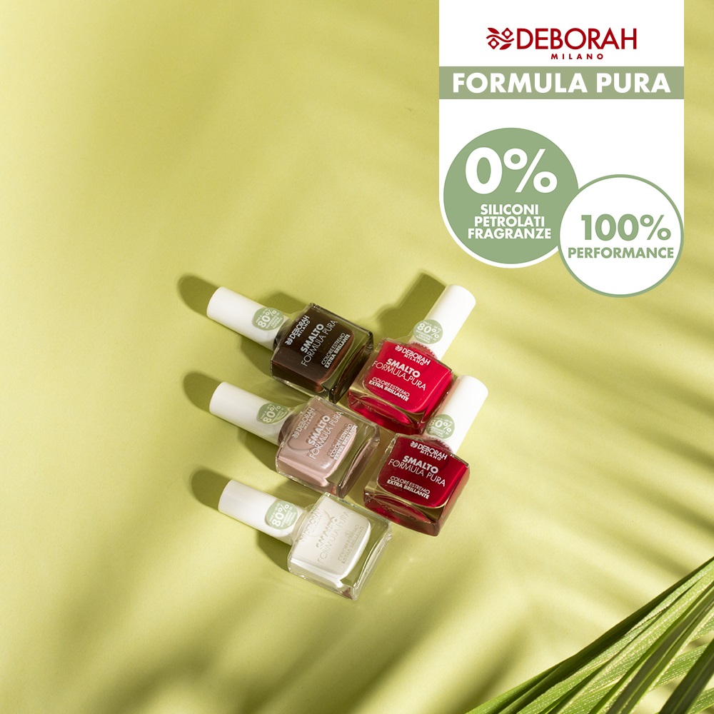 Deborah Milano Smalto Formula Pura 12 Cherry 8.5ml - Fino all'80% di Ingredienti Naturali, Asciugatura Rapida e Lunga Durata