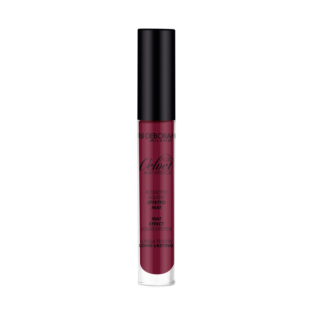 Deborah Milano Fluid Velvet Lipstick 09 Purple Wine - Rossetto Liquido Opaco a Lunga Tenuta con Mix di Oli per Labbra Idratate e Morbide - 4.5g
