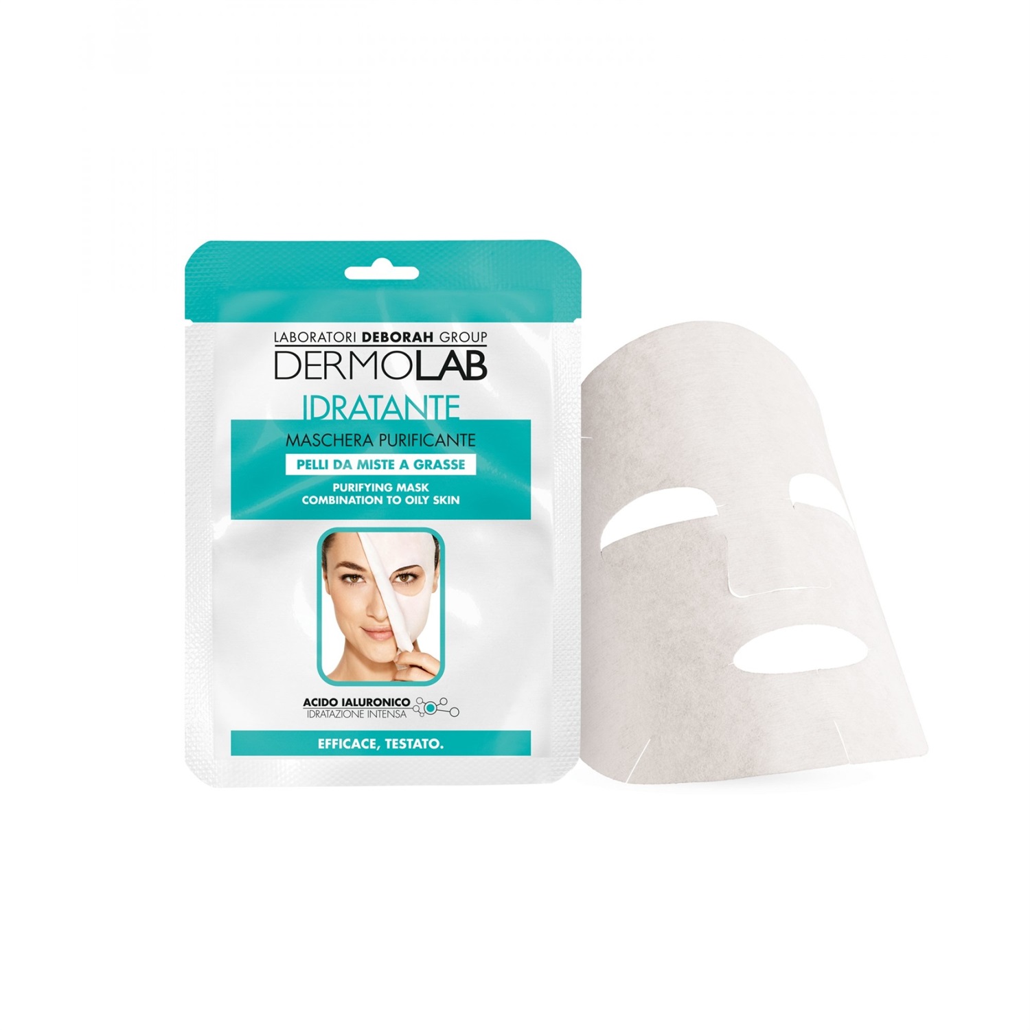 Deborah Milano Maschera Purificante 25 g - Maschera Detergente Unisex per Pelle Grassa, Idratante, Restringe i Pori, Levigante e Tonificante