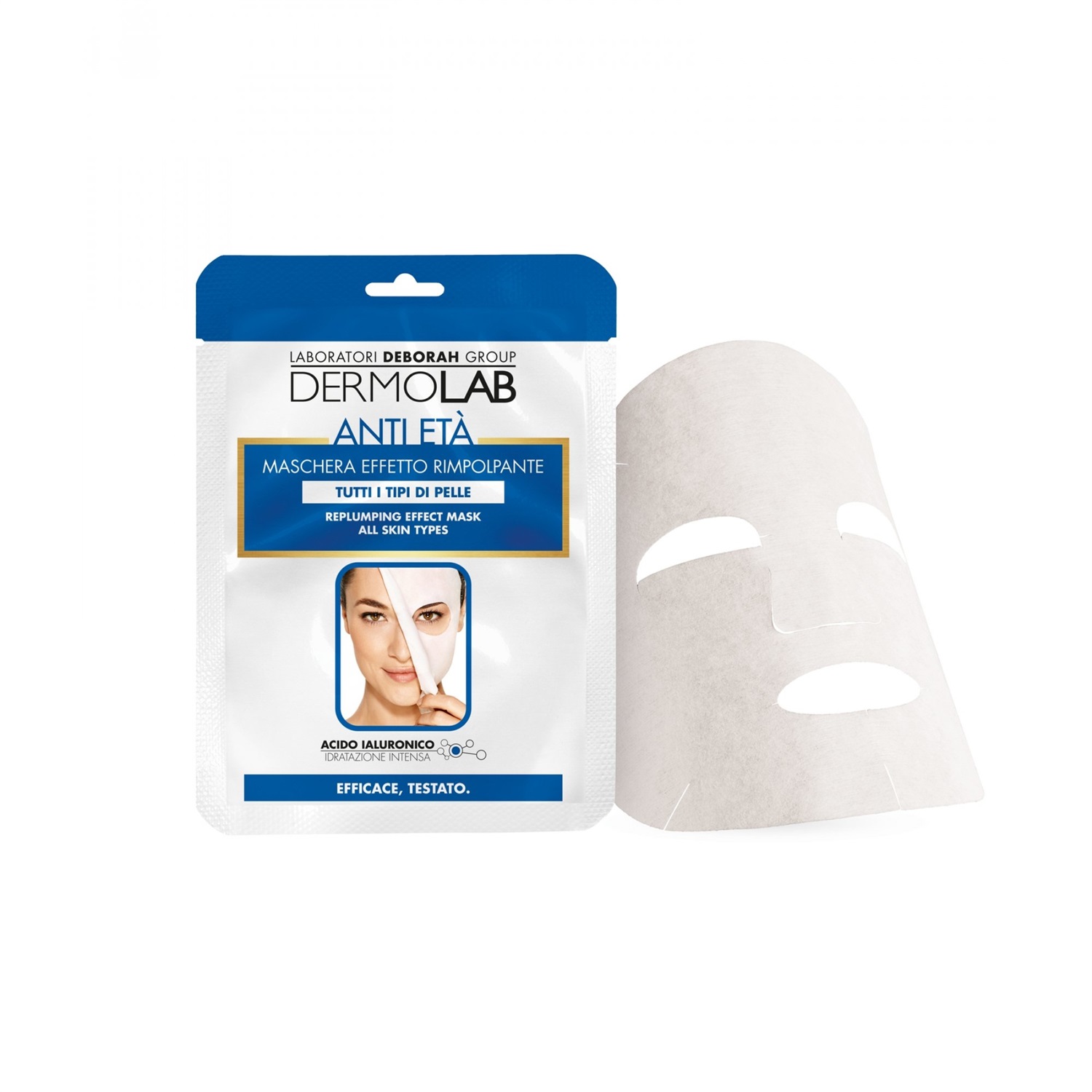 Deborah Milano Maschera Viso in Tessuto Anti Età, 25 g - Effetto Lifting, Idratante e Rimpolpante