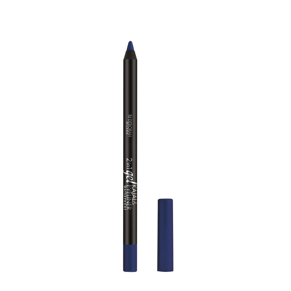 Deborah Milano Matita Occhi 2 in 1 Kajal e Eyeliner Waterproof 09 Deep Blue 1.4 g - Lunga Durata, Tratto Ultra-pigmentato e Cremoso