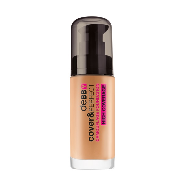 deBBY Cover&Perfect Camouflage Foundation 04 - Honey, Fondotinta Liquido a Prova di Selfie con Flacone a Pompa, 30ml