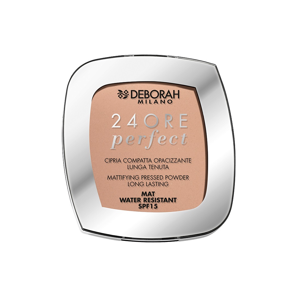 Deborah Milano Cipria Compatta 24ore Perfect SPF 15, N4 Beige, Texture Ultrafine, Opacizzante, 9 g
