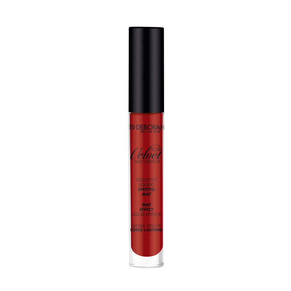 Deborah Milano Fluid Velvet Lipstick 14 Dark Red 4.5g - Rossetto Liquido Opaco a Lunga Tenuta con Idratazione