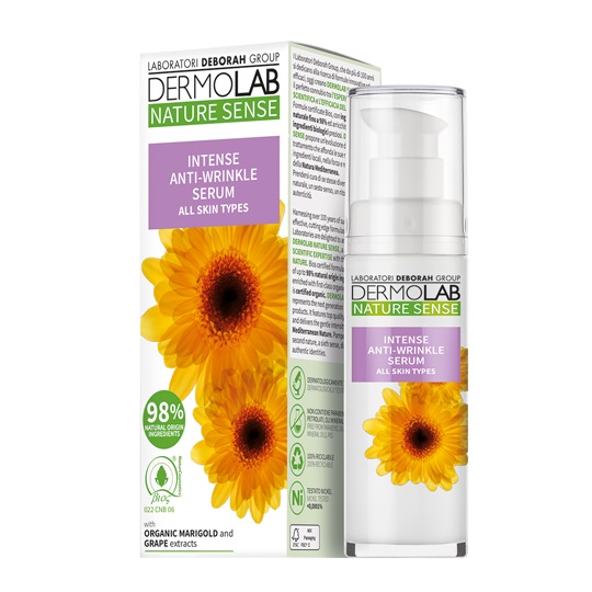 Dermolab Nature Sense Siero Viso Concentrato Antirughe con Acido Ialuronico e Olio di Oliva Biologico - 30 ml