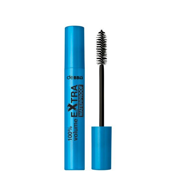 deBBY 100% VOLUME EXTRA Waterproof Mascara - Effetto Volumizzante, Nero, A prova di Workout Intensivi