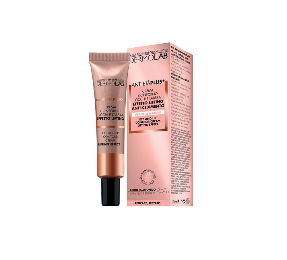 Dermolab Crema Contorno Occhi e Labbra Antiage 15ml - Con Acido Ialuronico, Rimpolpante e Idratante per Pelli Mature
