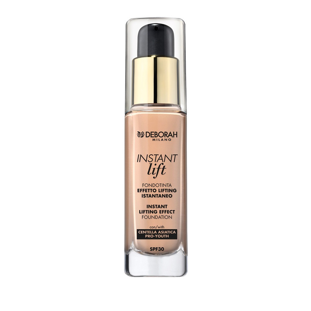 Deborah Milano Fondotinta Instant Lift N.02 Beige 30ml - SPF30, Lunga Tenuta, Effetto Lifting, Texture Fluida e Leggera