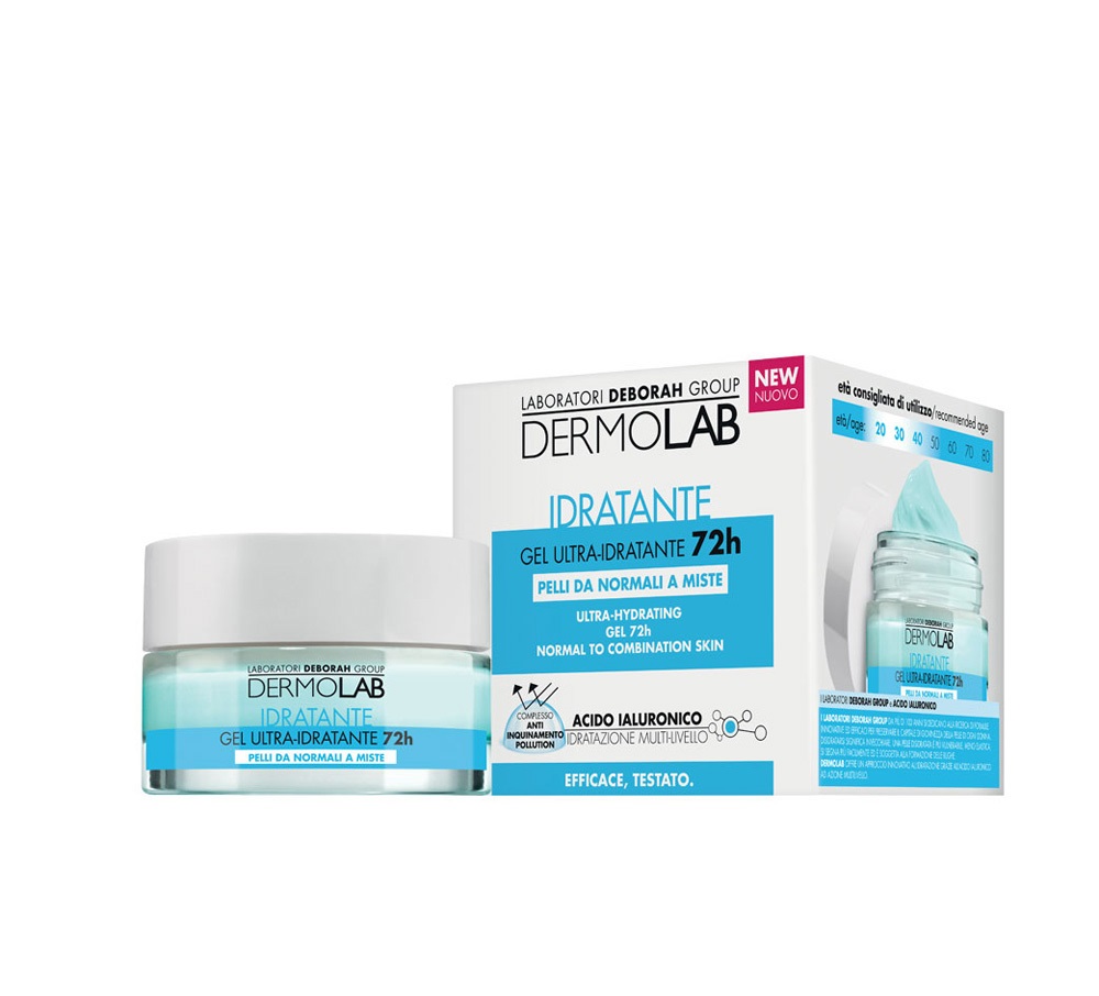 Dermolab Gel Viso Ultra-idratante 72H 50ml - Con Acido Ialuronico, Effetto Rimpolpante per Pelle Normale e Mista