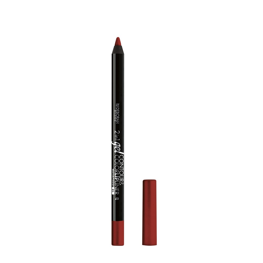Deborah Milano Matita Labbra 2in1 Gel Contour&Color Waterproof 07 True Red 1.3g - Alta Pigmentazione e Ultra-Scorrevole