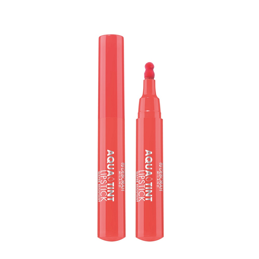 Deborah Milano Aqua Tint Lipstick 03 Coral - Tinta Labbra Waterproof Idratante in Formato Pennarello, 2.5g