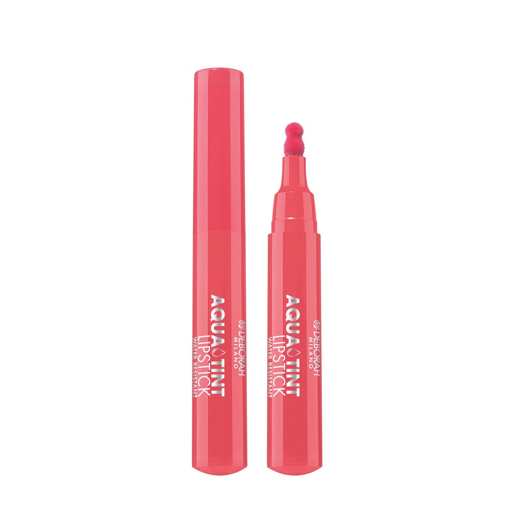 Deborah Milano Aqua Tint Tinta Labbra Waterproof Coral Red 07 - 2.5 g, Texture Leggera e Idratante