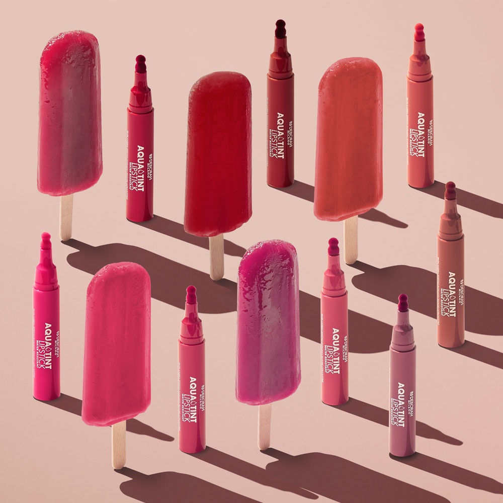 Deborah Milano Aqua Tint Tinta Labbra Waterproof Coral Red 07 - 2.5 g, Texture Leggera e Idratante