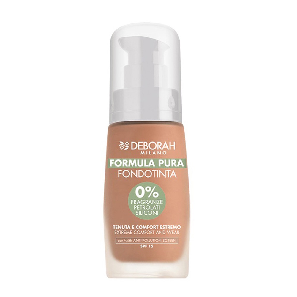 Deborah Milano Formula Pura Fondotinta 3.1 Light Gold - 30 ml, Senza Parabeni, SPF 15, Filtro Anti Inquinamento, Adatto per Pelli Sensibili, Effetto Idratante e Opacizzante