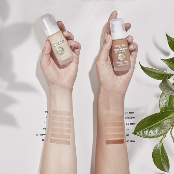 Deborah Milano Formula Pura Fondotinta 3.3 Gold - 30 ml, Senza Parabeni, SPF 15, Filtro Anti Inquinamento, Idratante e Opacizzante per Pelli Sensibili