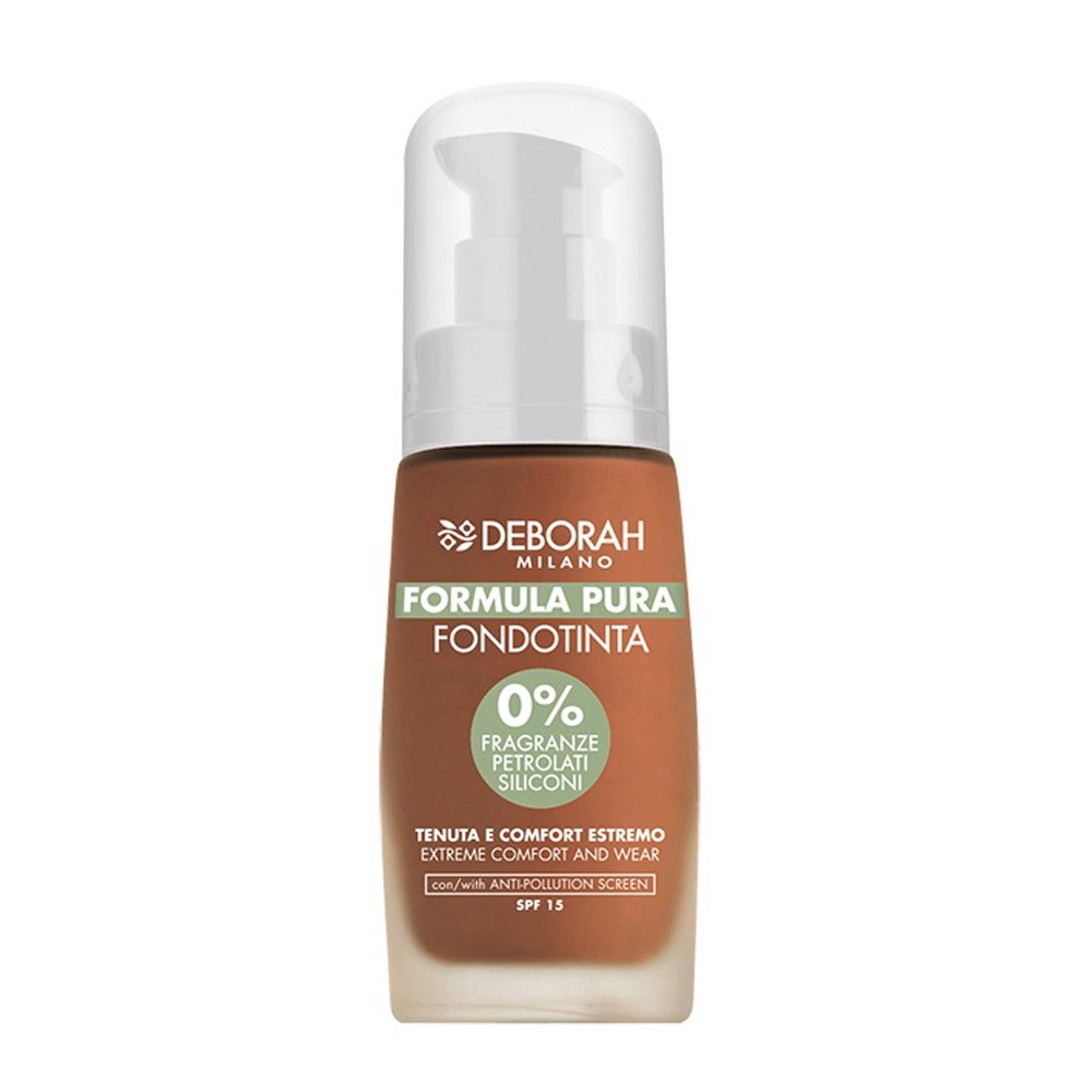 Deborah Milano Formula Pura Fondotinta N.06 Caramel - Senza Parabeni, SPF15, Effetto Idratante e Opacizzante, 30 ml