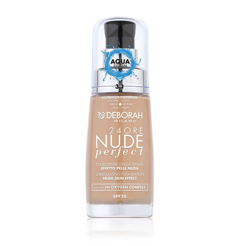 Deborah Milano Fondotinta 24ore Nude Perfect 3.1 Light Gold 30 ml - Idratante, Leggero, Lunga Tenuta, Effetto Pelle Nuda