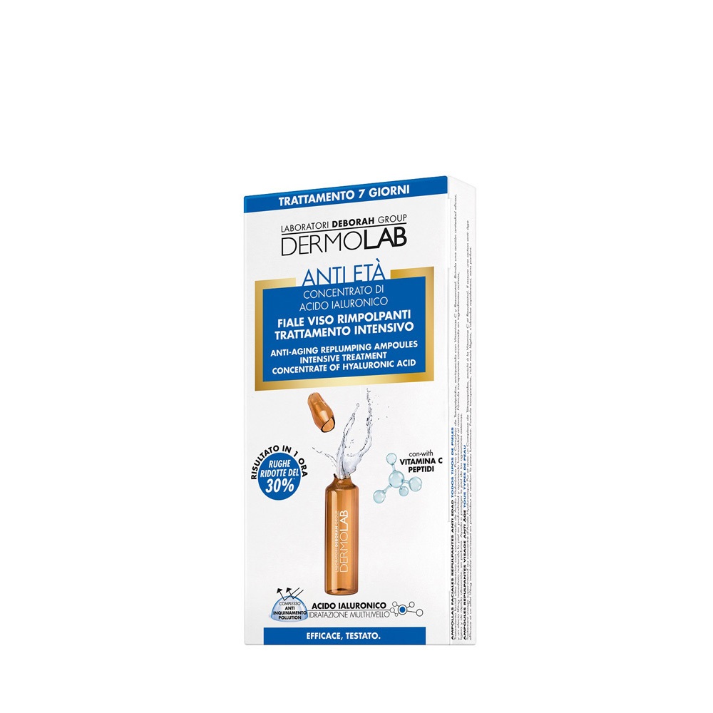 Dermolab Fiale Viso Rimpolpanti Antiage con Vitamina C e Acido Ialuronico - 7 fiale da 1,8 ml, Effetto Lifting e Idratazione Multilivello