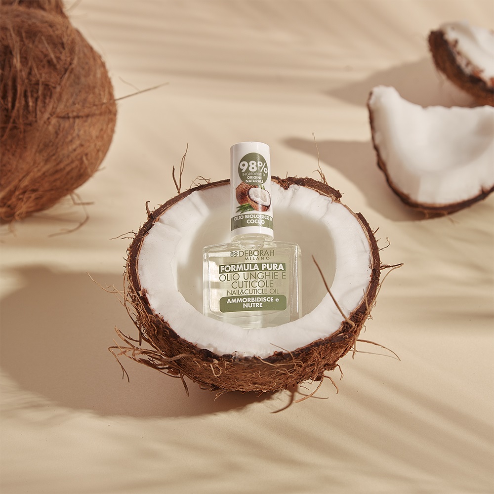 Deborah Milano Olio Unghie e Cuticole Formula Pura 8.5ml - Trattamento Nutriente con Olio di Cocco Biologico