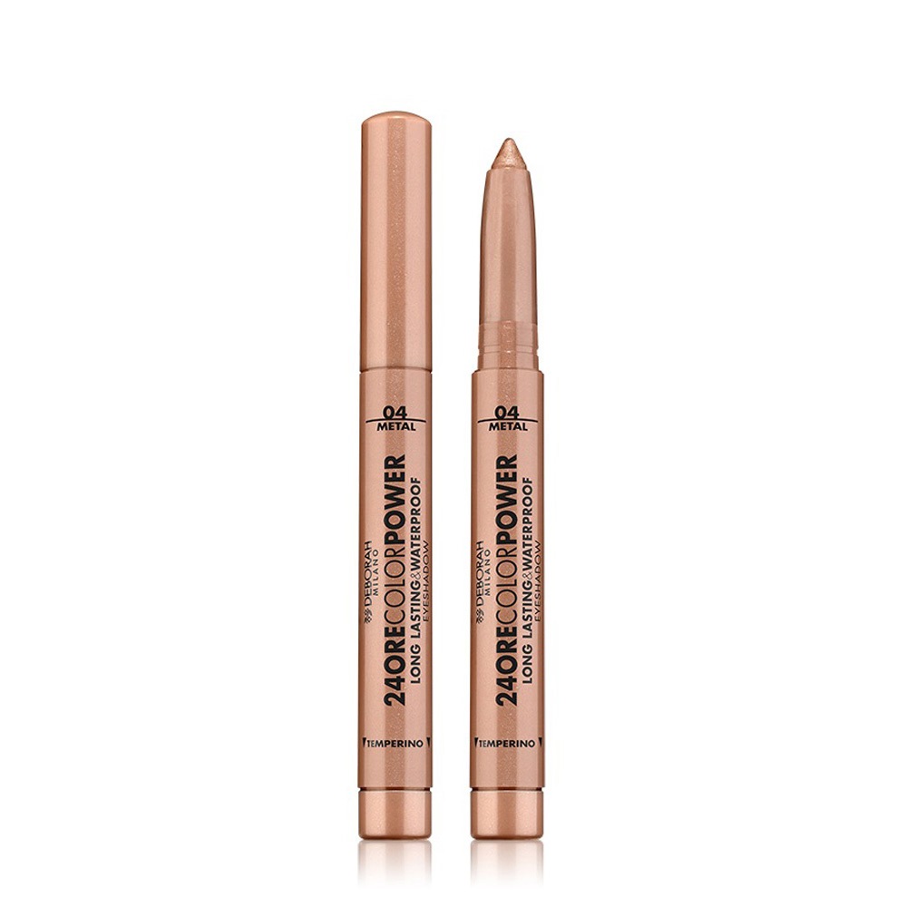 Deborah Milano Ombretto 24 Ore Color Power Stick Waterproof N.4 Warm Brown - Lunga Tenuta e Effetto Metallico