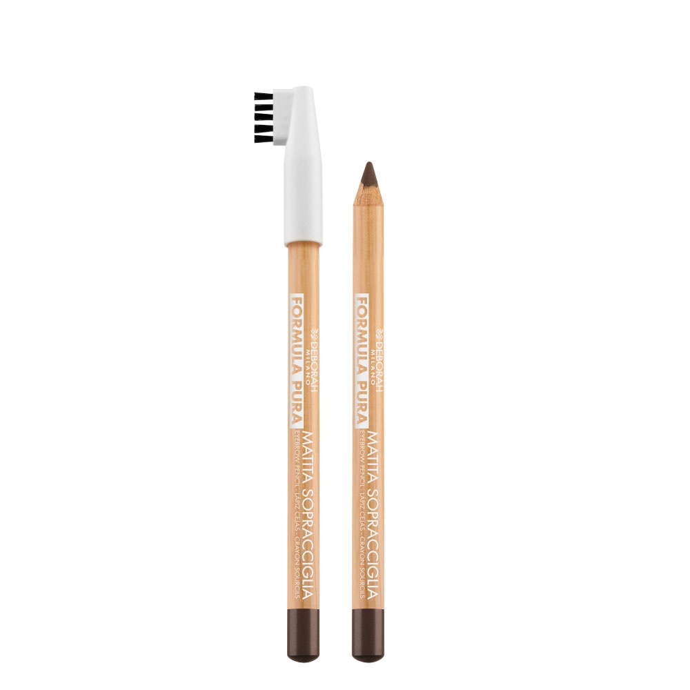 Deborah Milano Matita Sopracciglia Formula Pura 03 Dark Brown - Alta Tollerabilità, Vegan, con Scovolino e Finish Naturale