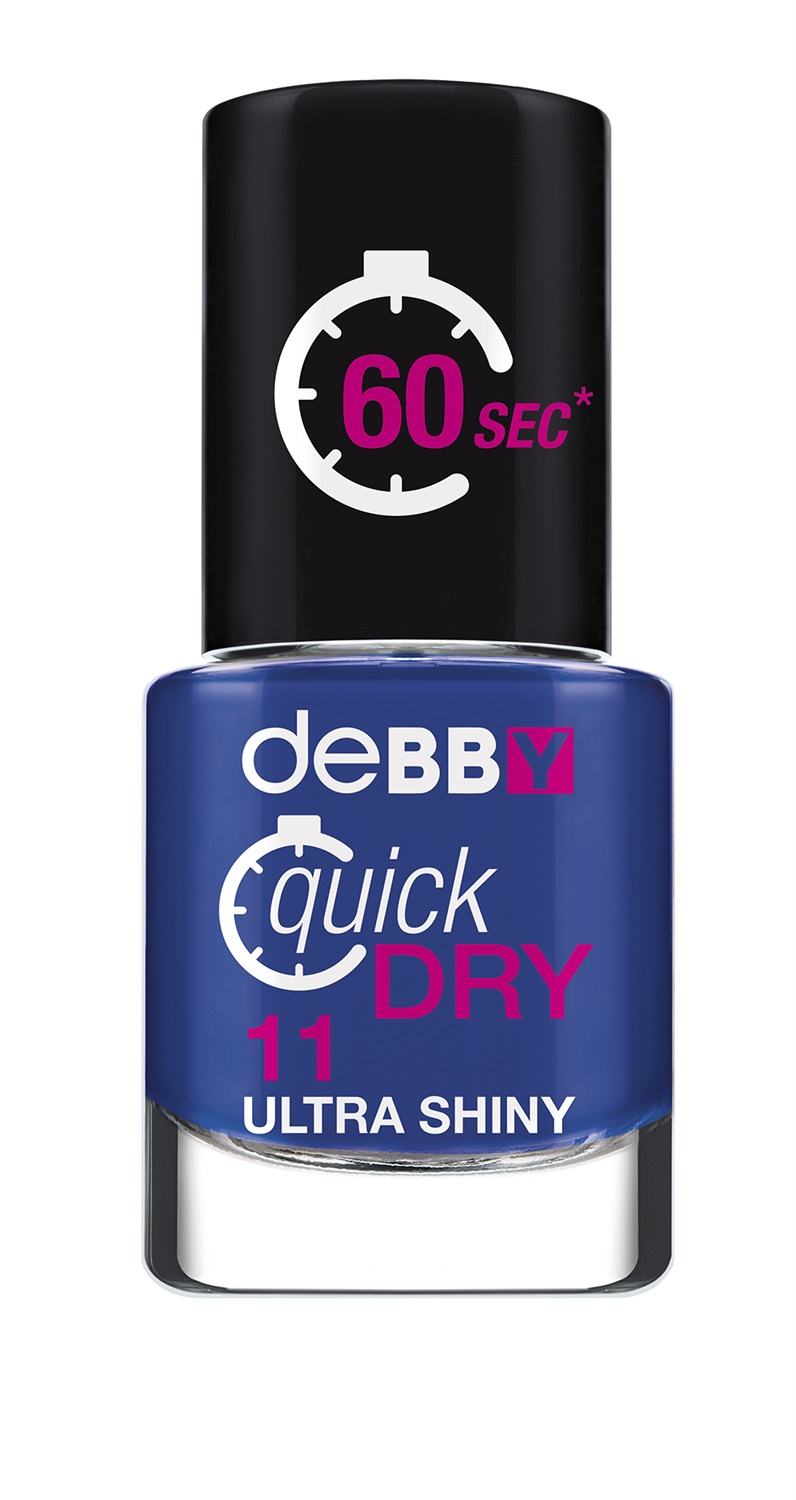 deBBY Smalto QuickDry N.11 China Blu - 7.5ml, Asciugatura Super Rapida, Coprenza Assoluta e Effetto Super Glossy