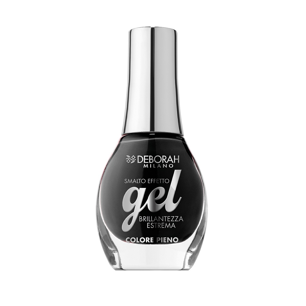 Deborah Milano Gel Effect Smalto per Unghie 110 Nero 8.5ml - Brillantezza a Specchio e Effetto Plumping