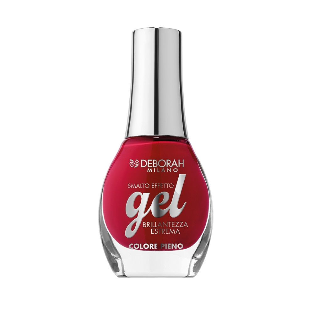 Deborah Milano Gel Effect Smalto per Unghie 180 Vivid Red 8.5ml - Brillantezza a Specchio e Effetto Plumping