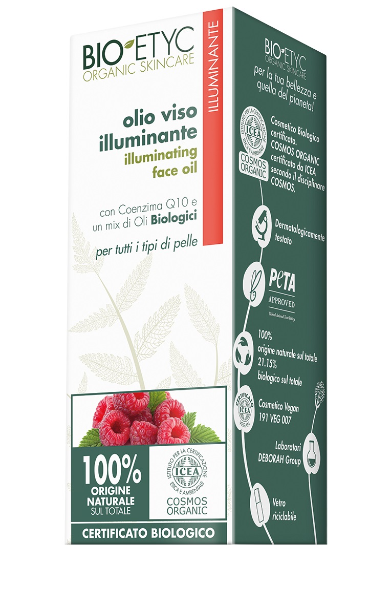 Bioetyc Organic Olio Viso Illuminante 30ml - Nutriente, Rigenerante, con Coenzima Q10 per Tutti i Tipi di Pelle