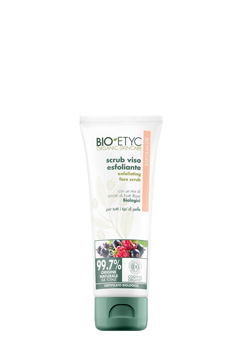 Bioetyc Scrub Viso Esfoliante 75ml con Estratti Biologici di Frutti Rossi e Ribes Nigrum - Esfoliante Rigenerante per Tutti i Tipi di Pelle