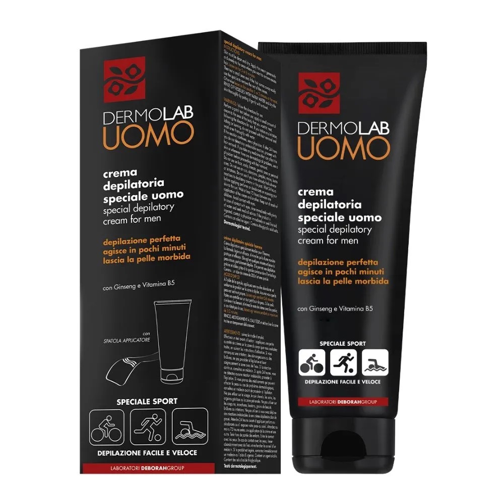 Dermolab Crema Depilatoria Uomo 200 ml con Ginseng e Vitamina B5, Applicatore a Spatola