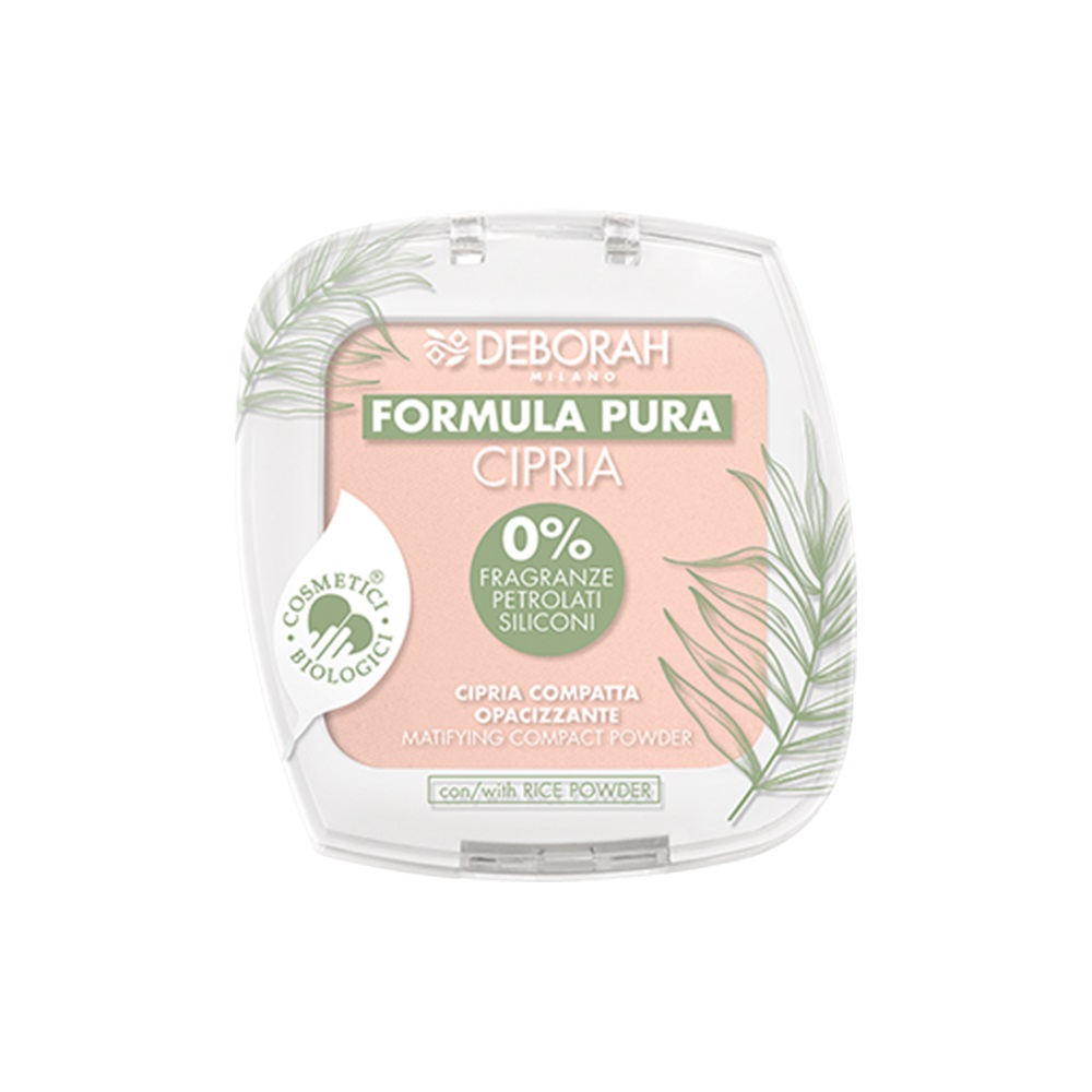 Deborah Milano Cipria Bio Formula Pura Fair 1 - Polvere compatta 10ml, Pelle universale, Ingredienti naturali