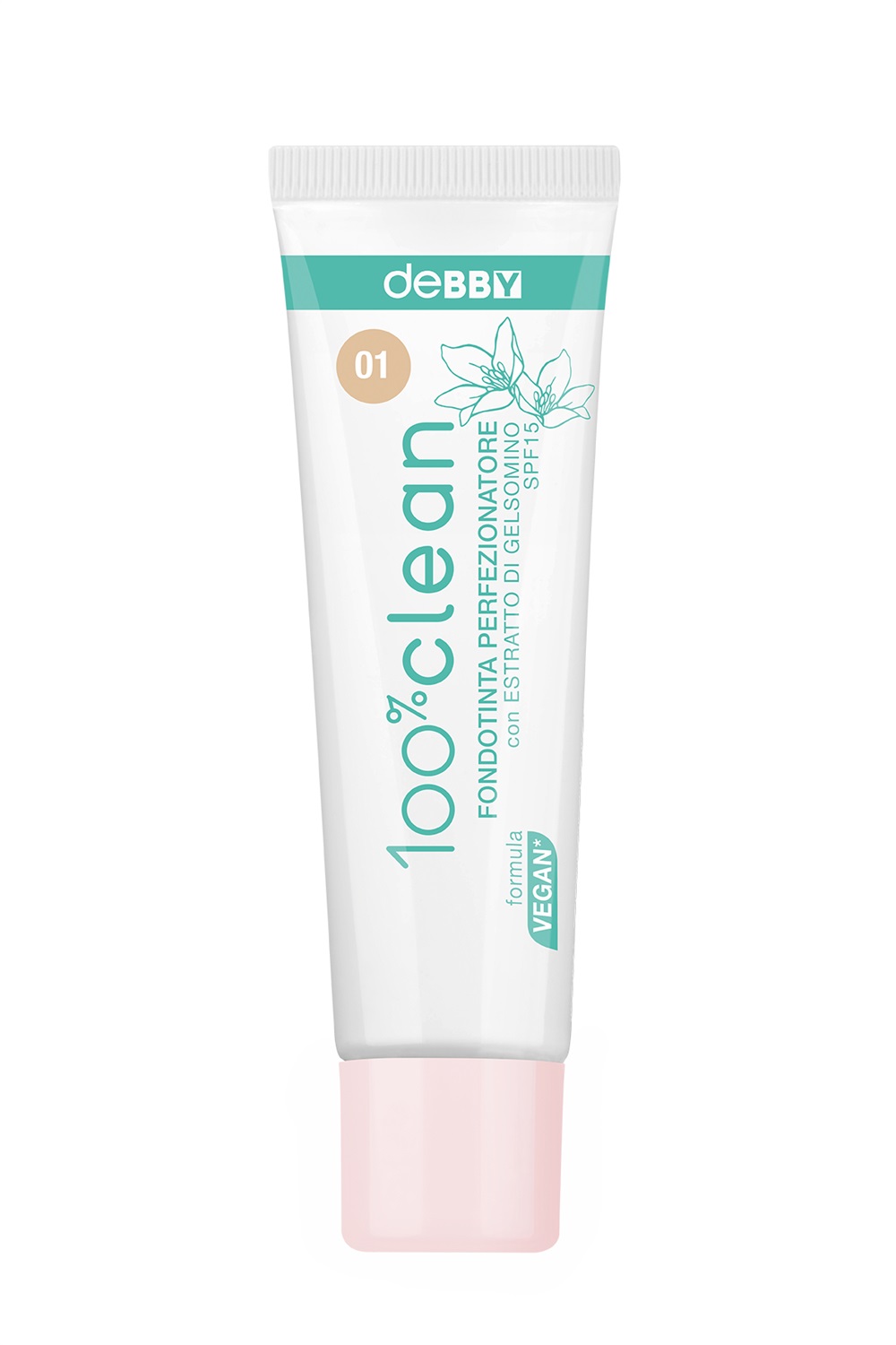 Debby Fondotinta 100% Clean Perfezionatore 01 Nude - Crema Leggera, Antibatterico, Opacizzante, Vegan