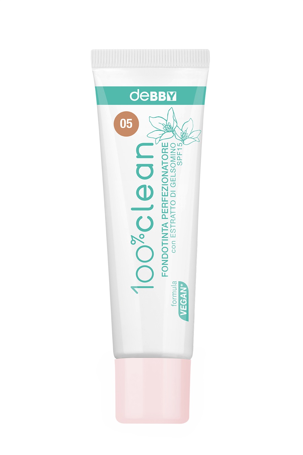 deBBY 100%clean Fondotinta Perfezionatore 05 caramel - Crema, Tubo, Antibatterico, Levigante, Opacizzante, per Pelle Universale