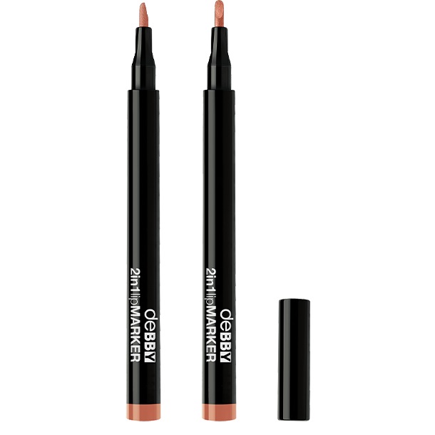 deBBY Lip Marker 2in1 - 01 Natural Rose, Semi-permanente, A prova di sbavatura, Finish naturale