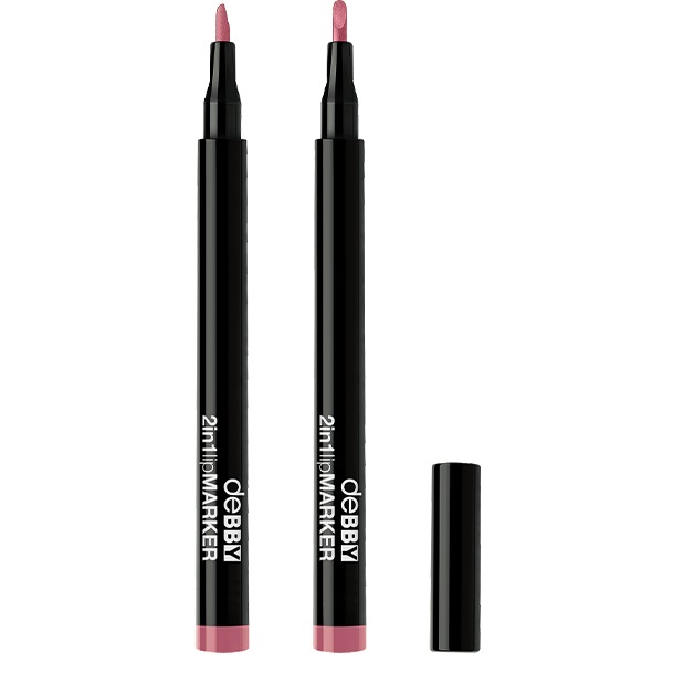 Debby 2in1 LipMarker 03 - Passionate Rose, Semi-permanente, A prova di sbavatura, Finish naturale