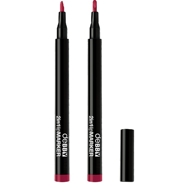 Debby 2in1 LipMarker 06 Ruby Red - Semi-permanente, A prova di sbavatura, Finish naturale
