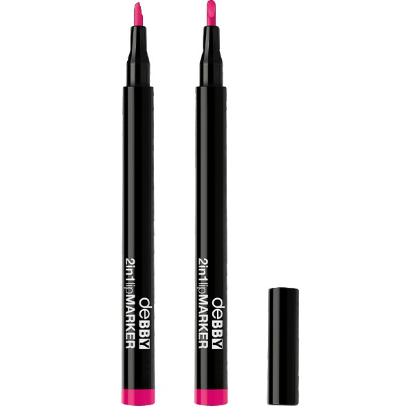 deBBY Lip Marker 2in1 07 Fuchsia - Formula Semi-Permanente, A Prova di Sbavatura, Finish Naturale