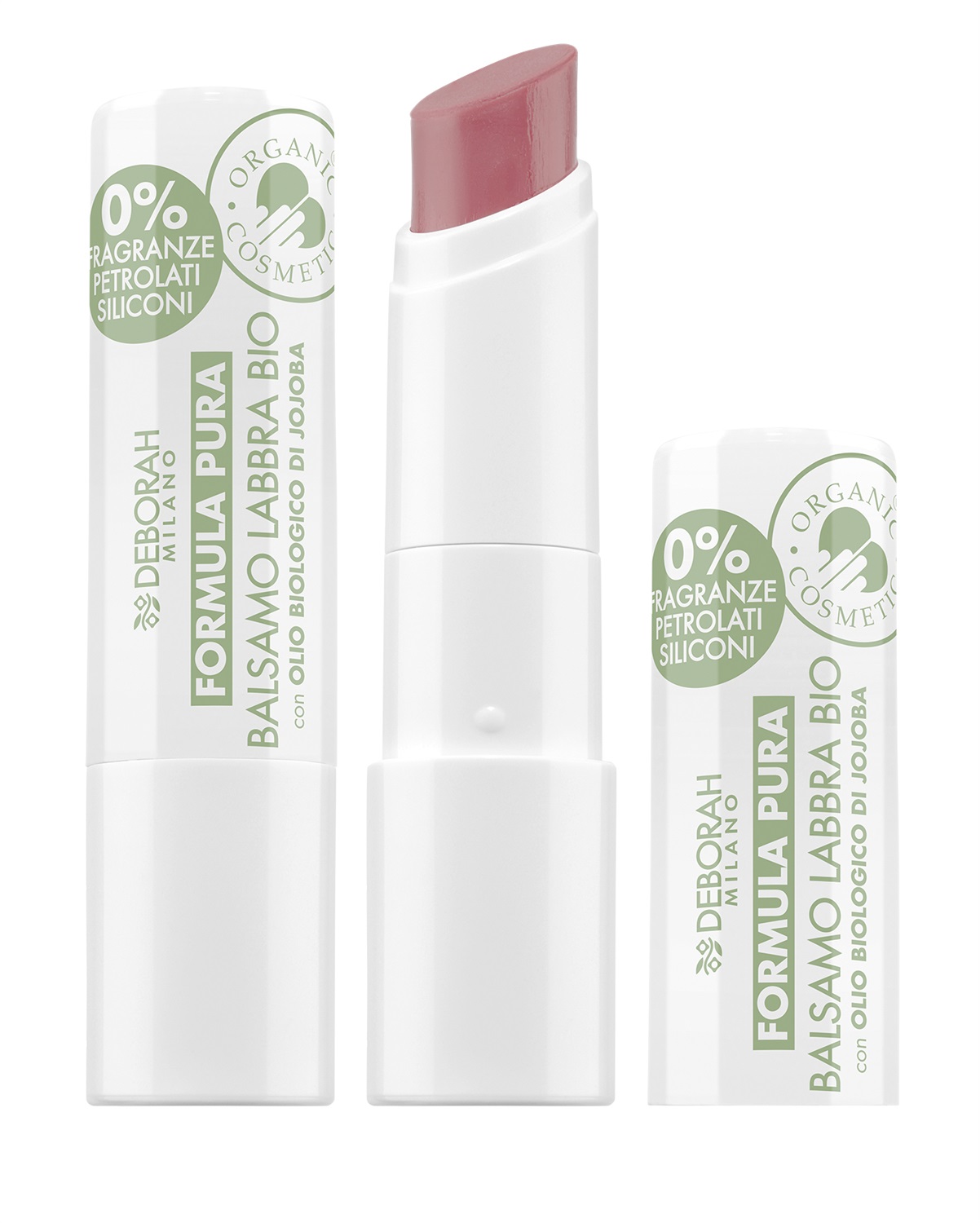 Deborah Milano Balsamo Labbra Bio Formula Pura 08 Taupe - SPF 10, Vegan, 100% Naturale, con Olio di Jojoba
