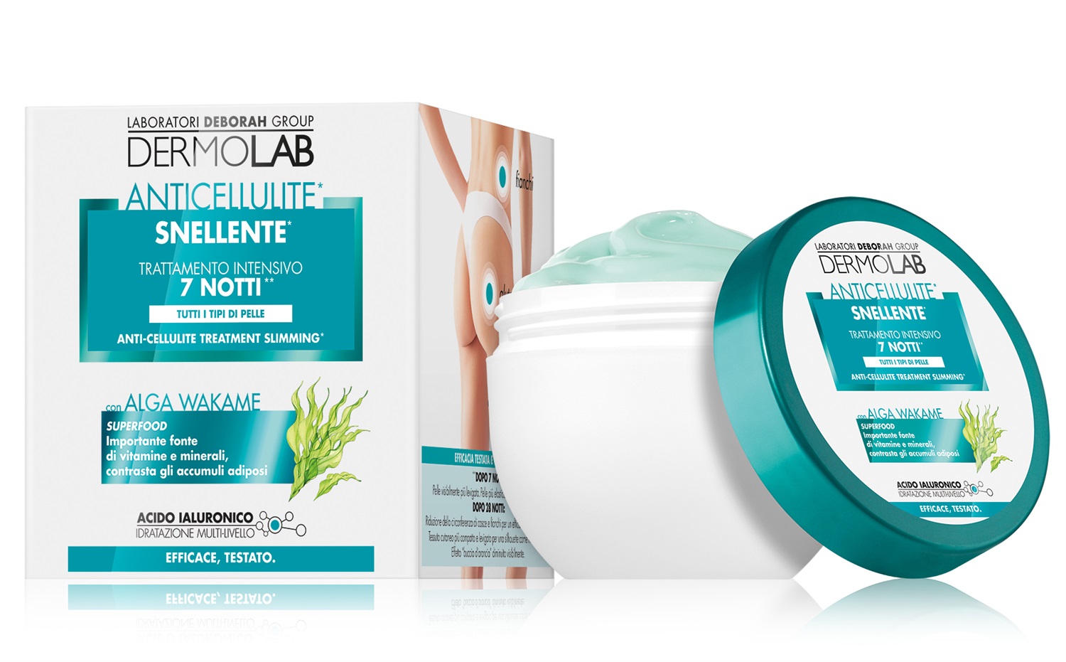 Dermolab Crema Corpo Anticellulite Snellente con Caffeina e Alga Wakame, Effetto Drenante e Levigante, 200 ml