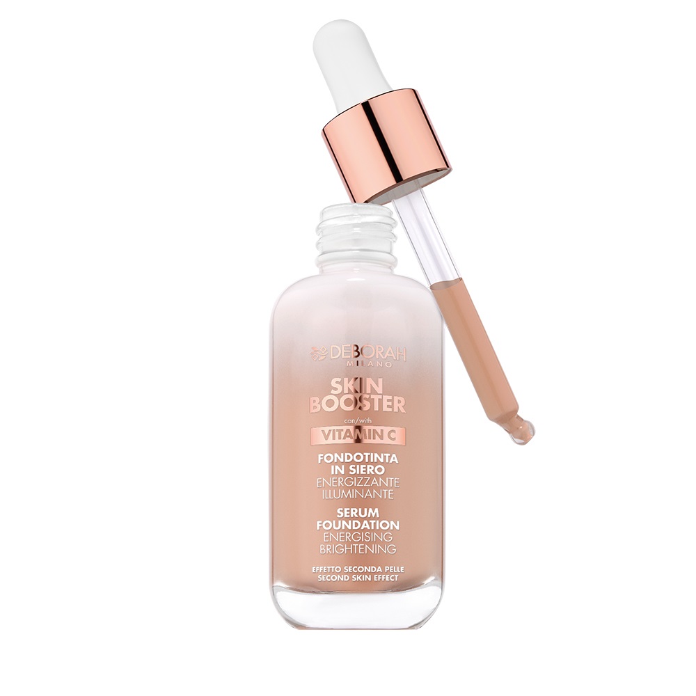 Deborah Milano Skin Booster Fondotinta In Siero 04 Medium Beige 30ml - Energizzante, Illuminante, con Vitamina C, Effetto Naturale, SPF 15