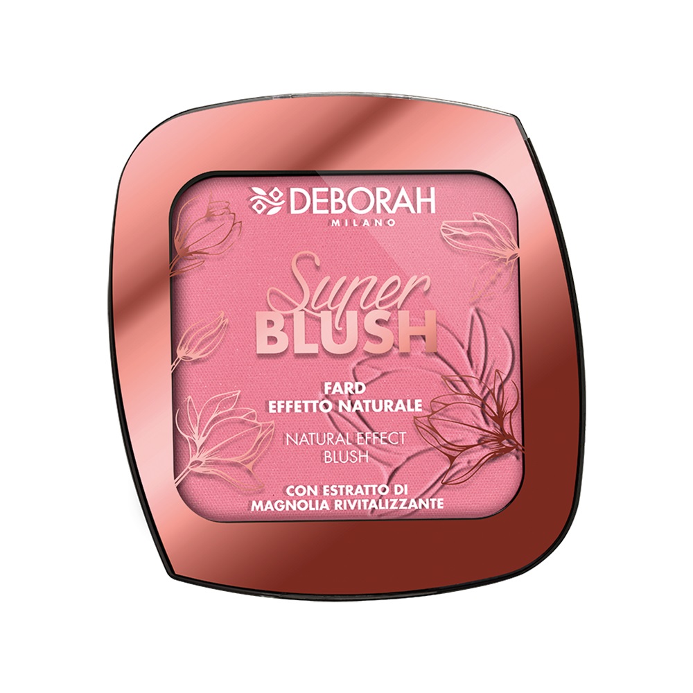 Deborah Milano Super Blush 01 Rose - Fard Effetto Naturale, 10 gr, con Estratto di Magnolia, Texture Setosa e Facile da Sfumare
