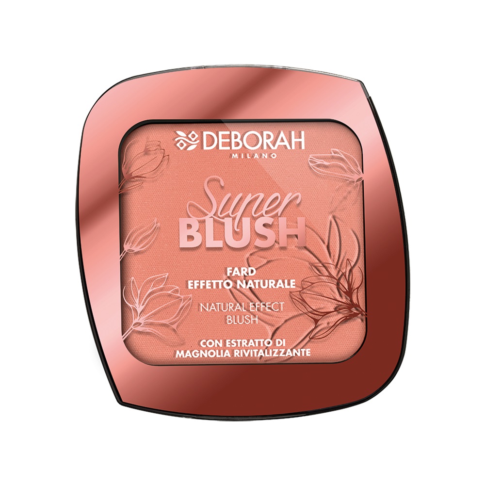 Deborah Milano Super Blush Fard 02 Coral Pink - Effetto Naturale, 10 gr, con Estratto di Magnolia