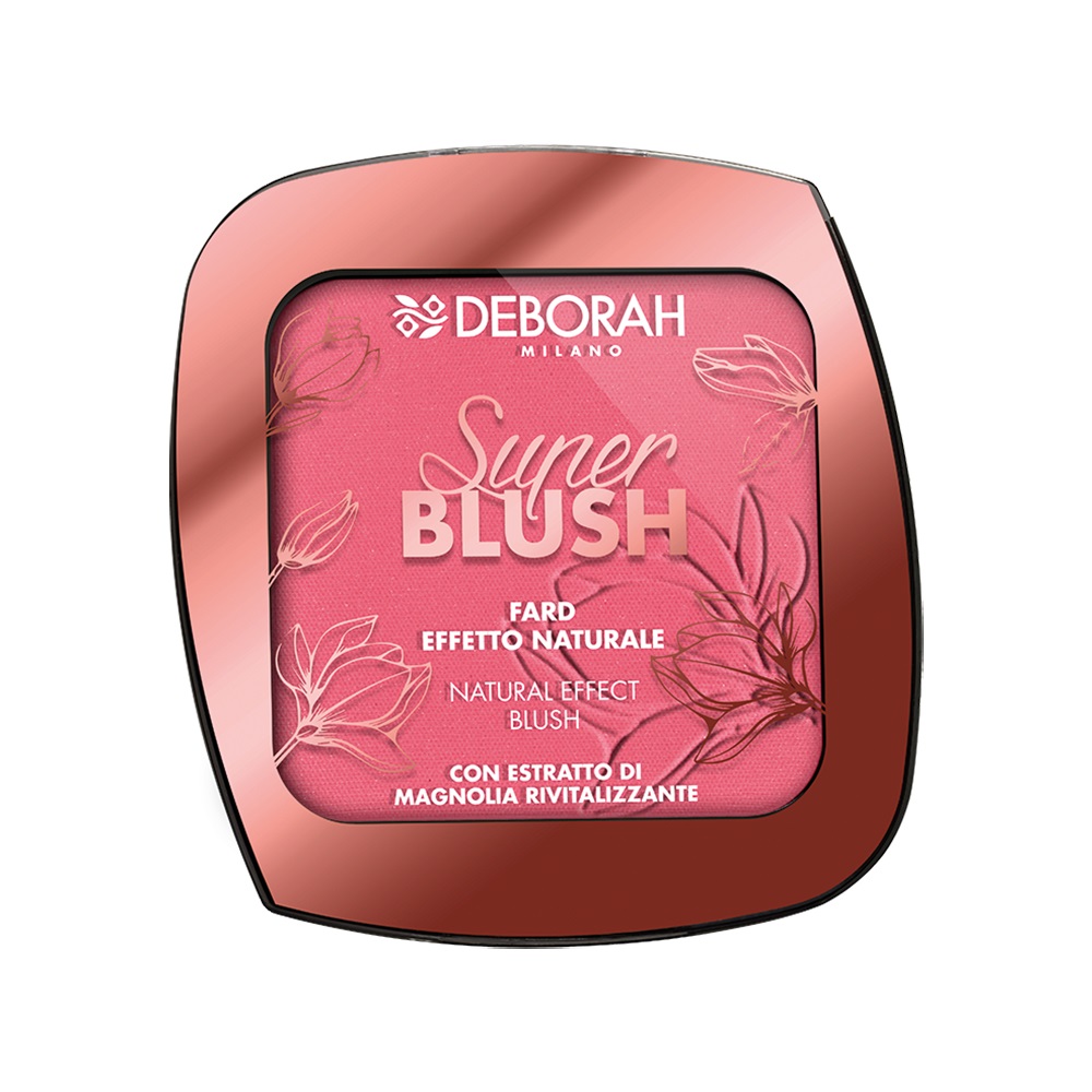 Deborah Milano Super Blush 03 Brick Pink - Fard Naturale Effetto Rivitalizzante con Estratto di Magnolia, 10 gr