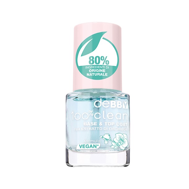 deBBY 100% clean Base&Top Coat 01 - Trasparente, Protezione, Lucentezza, Finish Luminoso