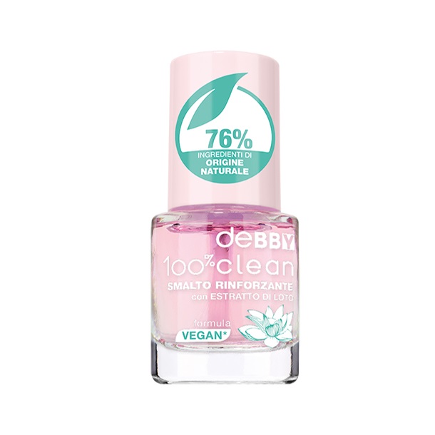 deBBY 100% Clean Smalto Rinforzante Trasparente - Rinforza e Stimola la Crescita delle Unghie Fragili