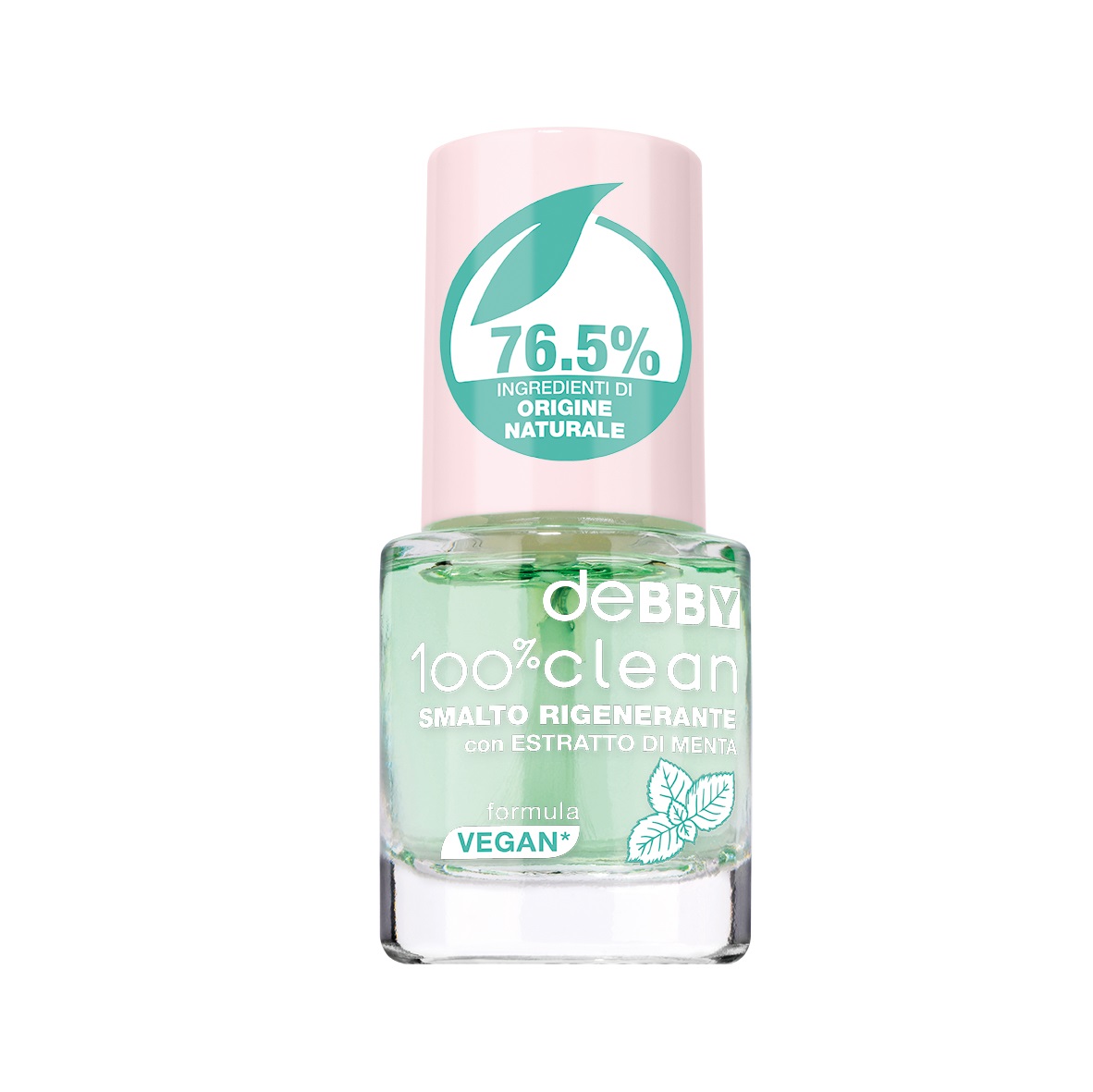 deBBY 100% Clean Smalto Rigenerante 01 - Trasparente, Arricchito con Estratto di Menta per Unghie Deboli