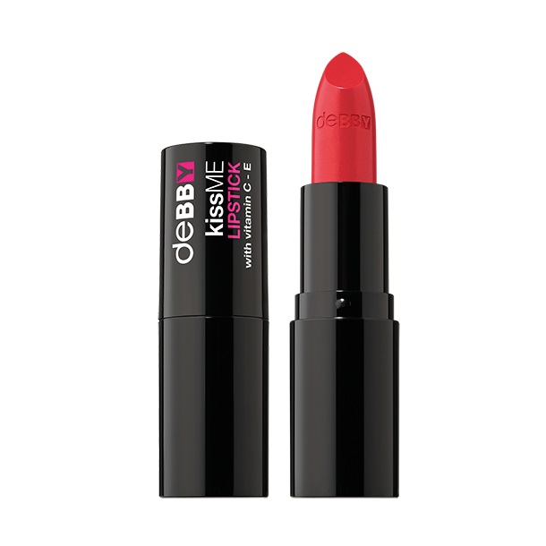 deBBY KissME Lipstick 07 Atomic Coral - Rossetto Cremoso con Vitamine C ed E, Finish Luminoso